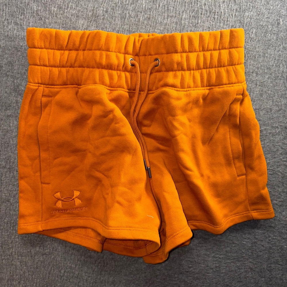 Under Armour Womens Rival Fleece Shorts Burnt Orange Loose Fit 1377526 XS NWT
